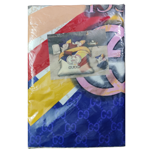 Gucci Style Queen Size Printed Bedsheet Set (Non-Elastic Cotton Fabric)